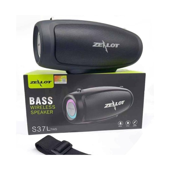 Coluna de Som Sem Fio Zealot S37l 12000mAh 40W Preto Coluna de Som Sem Fio Zealot S37l 12000mAh 40W Preto